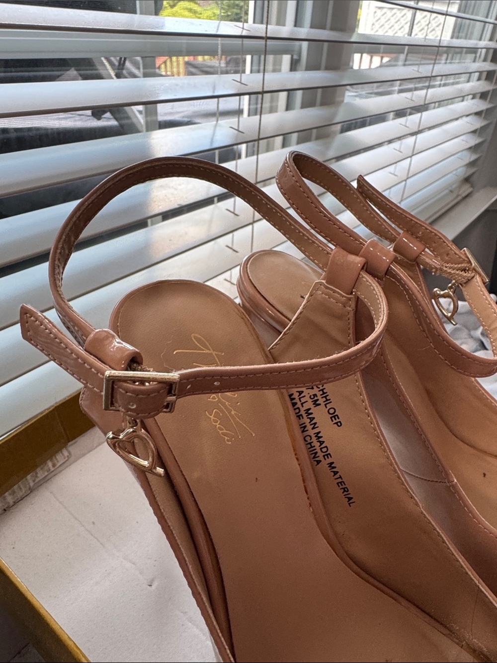 Jessica Simpson Nude Patent Peep-Toe Slingback Heels - Picture 4 of 6